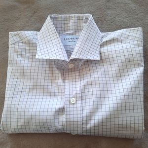 Ledbury Classic Fit lavender and white window pane checked Button-down 15 1/2
